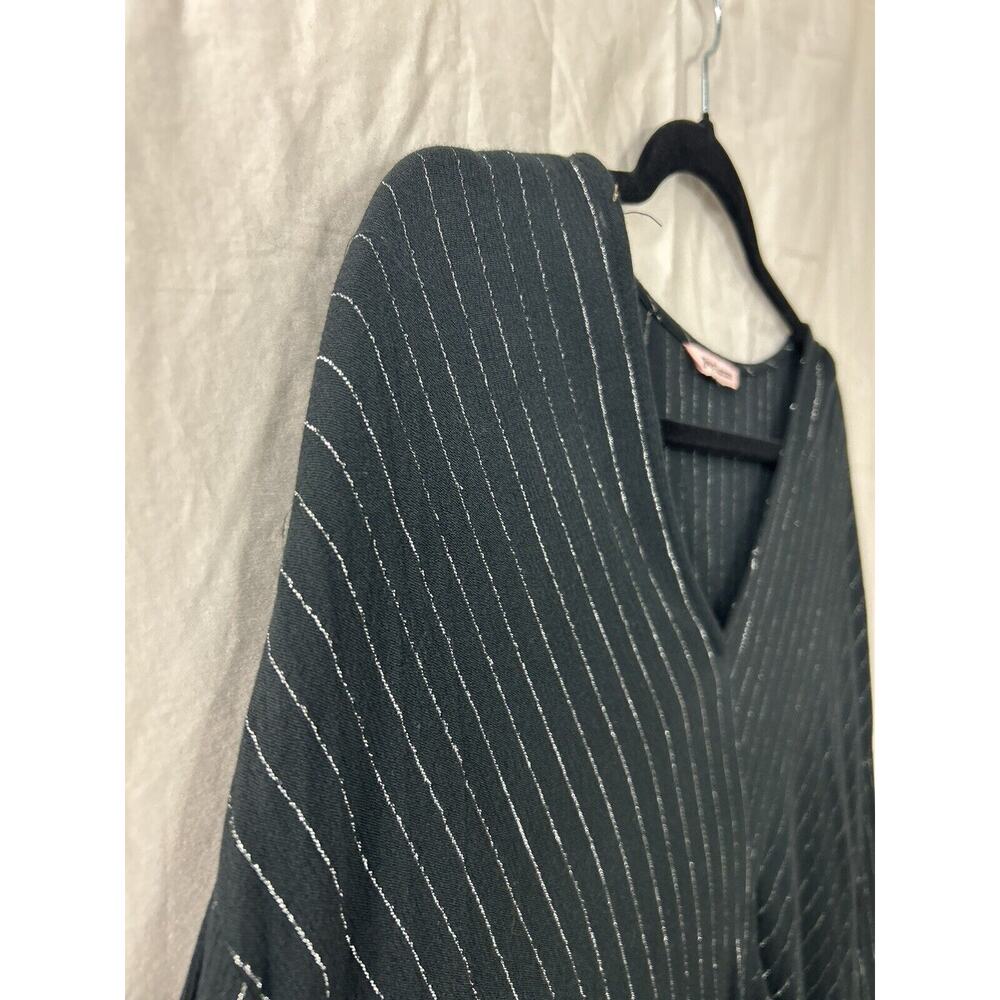 Juicy Couture Tie Waist Long Flowy Bell Sleeve Black Silver Stripes Witchy Sz L - Picture 3 of 9